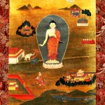Tangka 佛祖释迦牟尼唐卡，Natural Mineral Pigments on Cloth 布面天然矿物颜料绘制，106 x 63 cm, Late Qing Dynasty 晚清
